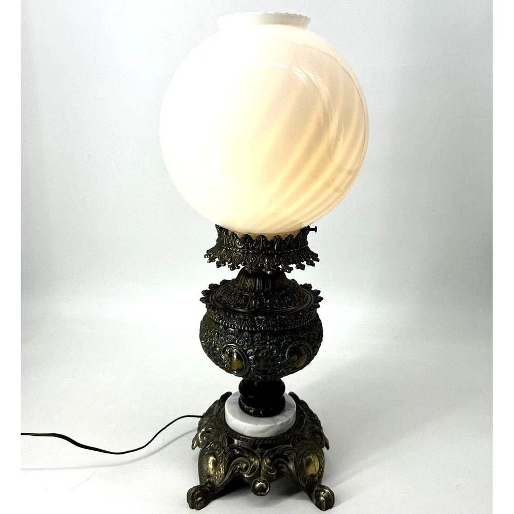 1971 EF Industries Table Lamp #145 Victorian Banquet Globe Hollywood‎ Regency